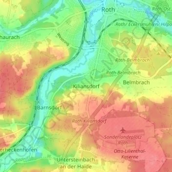 Mappa topografica Kiliansdorf, altitudine, rilievo
