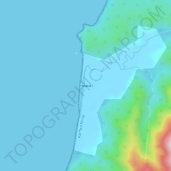 Mappa topografica Huaca, altitudine, rilievo