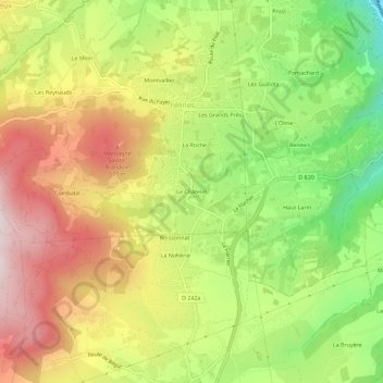 Mappa topografica Le Châtelet, altitudine, rilievo