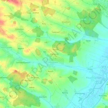 Mappa topografica Ellersberg, altitudine, rilievo