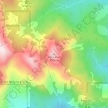 Mappa topografica Silver Peak, altitudine, rilievo