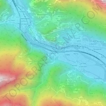 Mappa topografica Outrefer, altitudine, rilievo