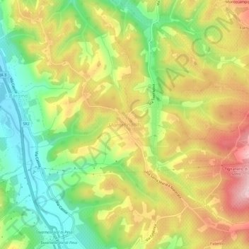 Mappa topografica Montefiridolfi, altitudine, rilievo