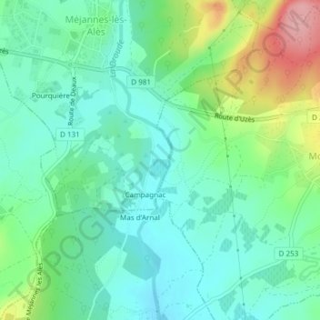 Mappa topografica Rivière, altitudine, rilievo