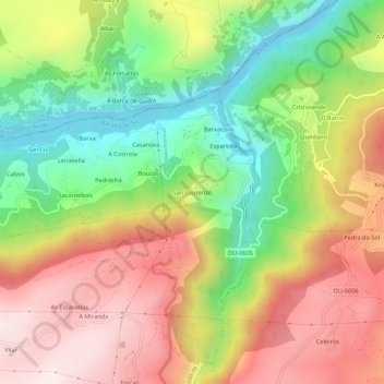 Mappa topografica San Lourenzo, altitudine, rilievo