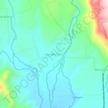 Mappa topografica Raradangan, altitudine, rilievo