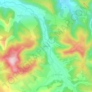 Mappa topografica Seigneurix, altitudine, rilievo