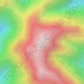Mappa topografica Mount Guiting-Guiting, altitudine, rilievo