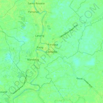 Mappa topografica Candaba, altitudine, rilievo
