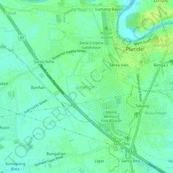 Mappa topografica Lalangan, altitudine, rilievo