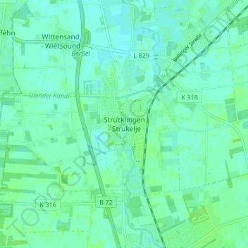 Mappa topografica Strücklingen, altitudine, rilievo