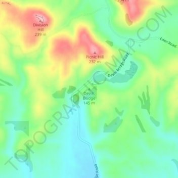 Mappa topografica Devils Bridge, altitudine, rilievo