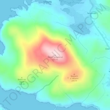 Mappa topografica Ben Tangaval, altitudine, rilievo