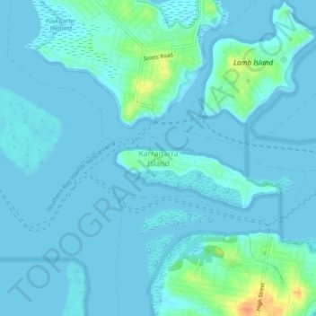 Mappa topografica Karragarra Island, altitudine, rilievo