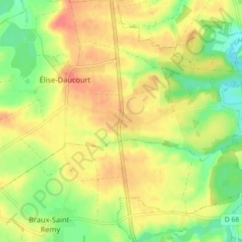 Mappa topografica Daucourt, altitudine, rilievo