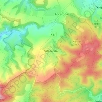 Mappa topografica Vitzeroda, altitudine, rilievo