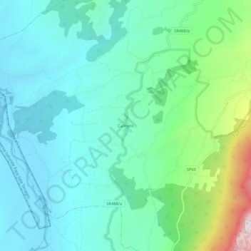 Mappa topografica Canneto, altitudine, rilievo