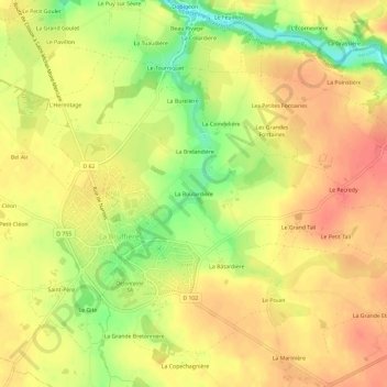 Mappa topografica La Boulardière, altitudine, rilievo