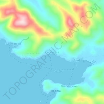 Mappa topografica Candugue, altitudine, rilievo