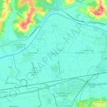 Mappa topografica Lucchese Ovest, altitudine, rilievo