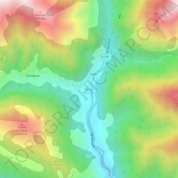 Mappa topografica Parzán, altitudine, rilievo