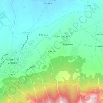 Mappa topografica La Chichara, altitudine, rilievo