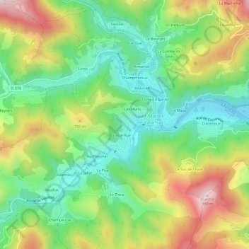 Mappa topografica Les Durands, altitudine, rilievo