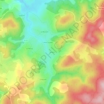 Mappa topografica Savelot, altitudine, rilievo