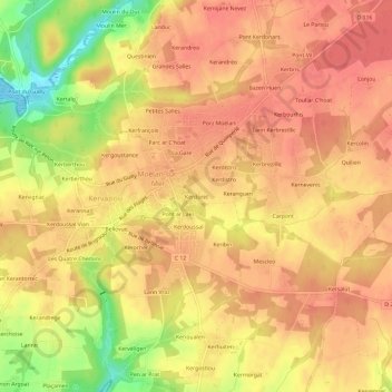 Mappa topografica Kerdoret, altitudine, rilievo
