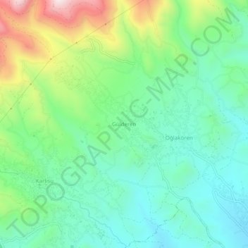 Mappa topografica Gülderen, altitudine, rilievo