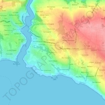 Mappa topografica Brenilour, altitudine, rilievo