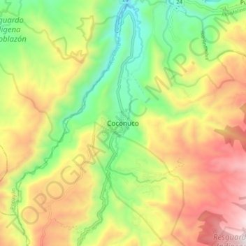 Mappa topografica Coconuco, altitudine, rilievo
