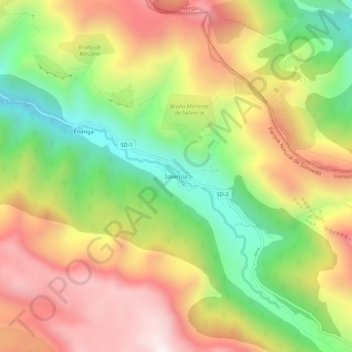 Mappa topografica Saliencia, altitudine, rilievo