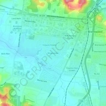 Mappa topografica Meadowlake, altitudine, rilievo