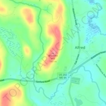 Mappa topografica Brackett Hill, altitudine, rilievo