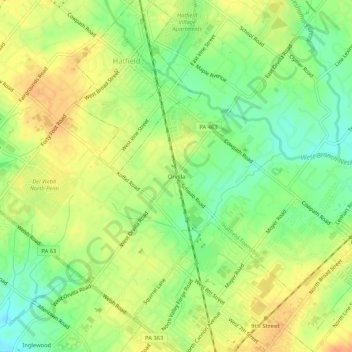 Mappa topografica Orvilla, altitudine, rilievo
