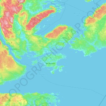 Mappa topografica Crow Island, altitudine, rilievo