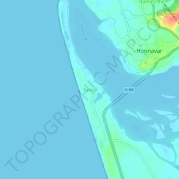 Mappa topografica Tonka, altitudine, rilievo