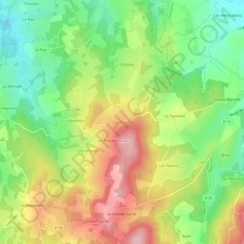 Mappa topografica Les Fosses, altitudine, rilievo