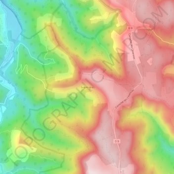 Mappa topografica Solpérière, altitudine, rilievo