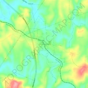 Mappa topografica Linn Crossing, altitudine, rilievo