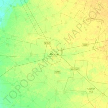 Mappa topografica Abohar, altitudine, rilievo