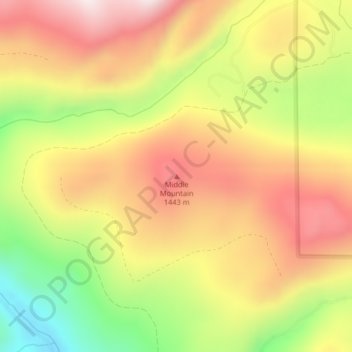 Mappa topografica Middle Mountain, altitudine, rilievo
