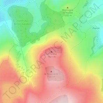 Mappa topografica Le Perche, altitudine, rilievo