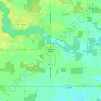 Mappa topografica Bridgewater Center, altitudine, rilievo