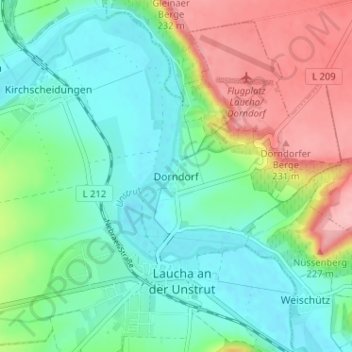 Mappa topografica Dorndorf, altitudine, rilievo