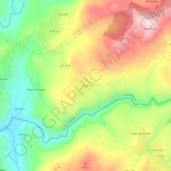 Mappa topografica Chaín, altitudine, rilievo