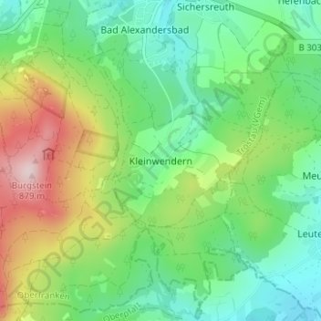Mappa topografica Kleinwendern, altitudine, rilievo