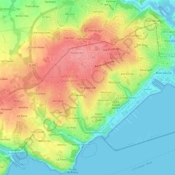 Mappa topografica Kérargaouyat, altitudine, rilievo