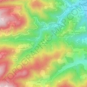 Mappa topografica L'Hermet, altitudine, rilievo